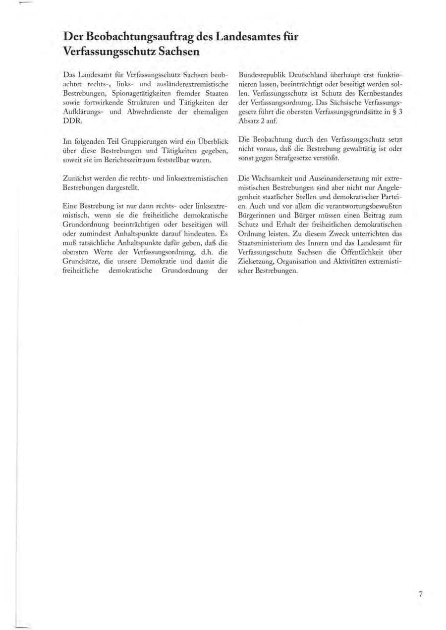 Seite 7 des Verfassungsschutzbericht 1997 Sachsen