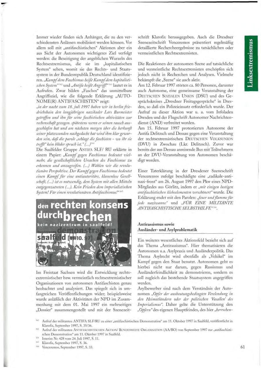 Seite 61 des Verfassungsschutzbericht 1997 Sachsen