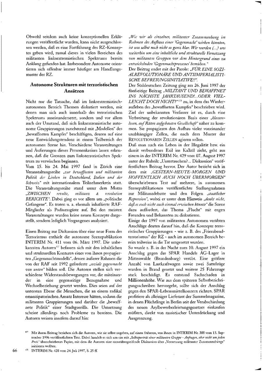Seite 66 des Verfassungsschutzbericht 1997 Sachsen