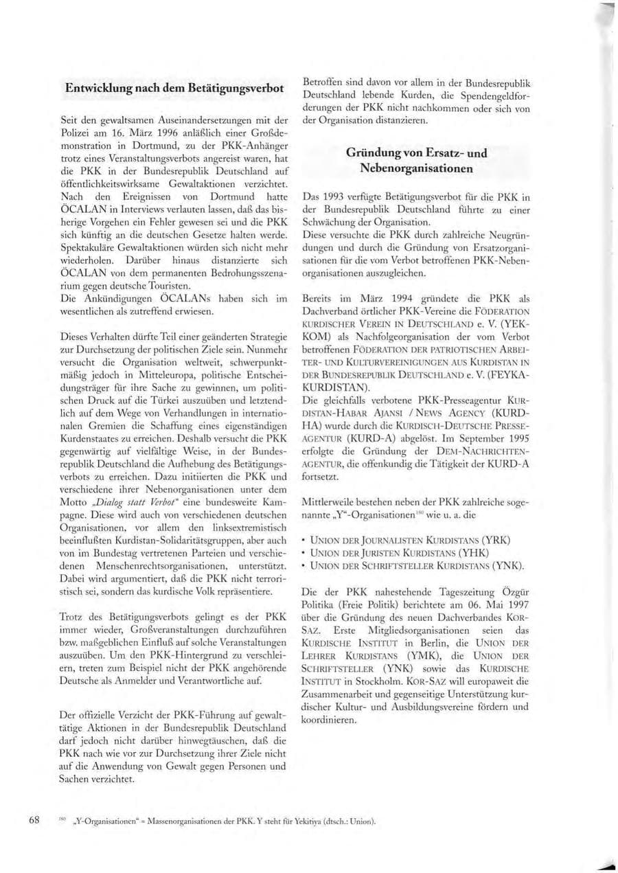 Seite 68 des Verfassungsschutzbericht 1997 Sachsen