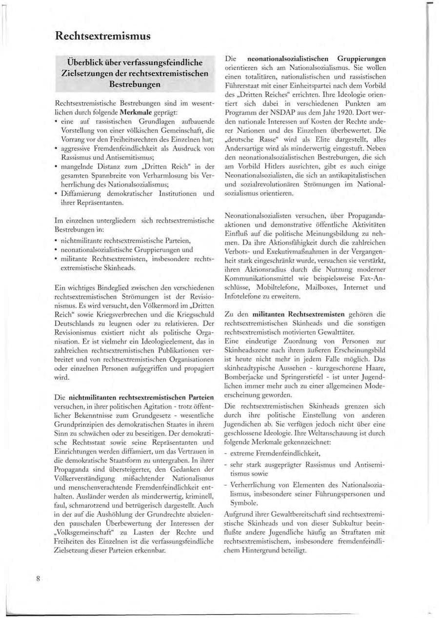 Seite 8 des Verfassungsschutzbericht 1997 Sachsen