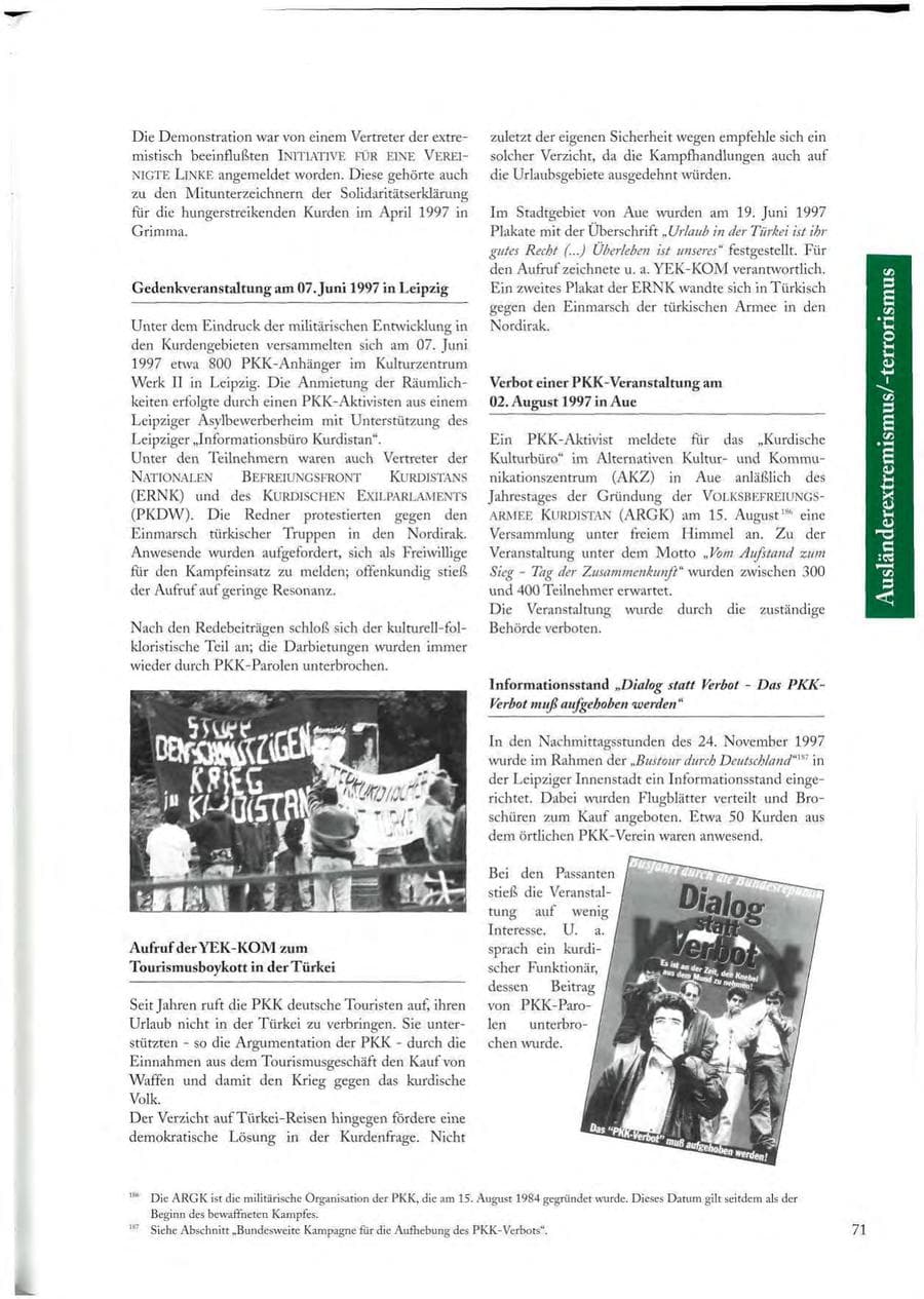 Seite 71 des Verfassungsschutzbericht 1997 Sachsen