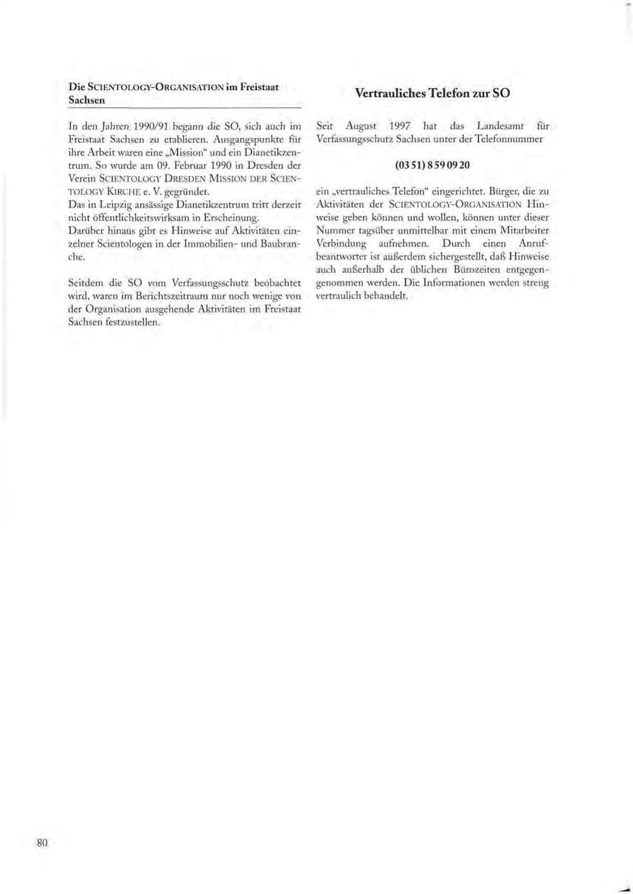 Seite 80 des Verfassungsschutzbericht 1997 Sachsen