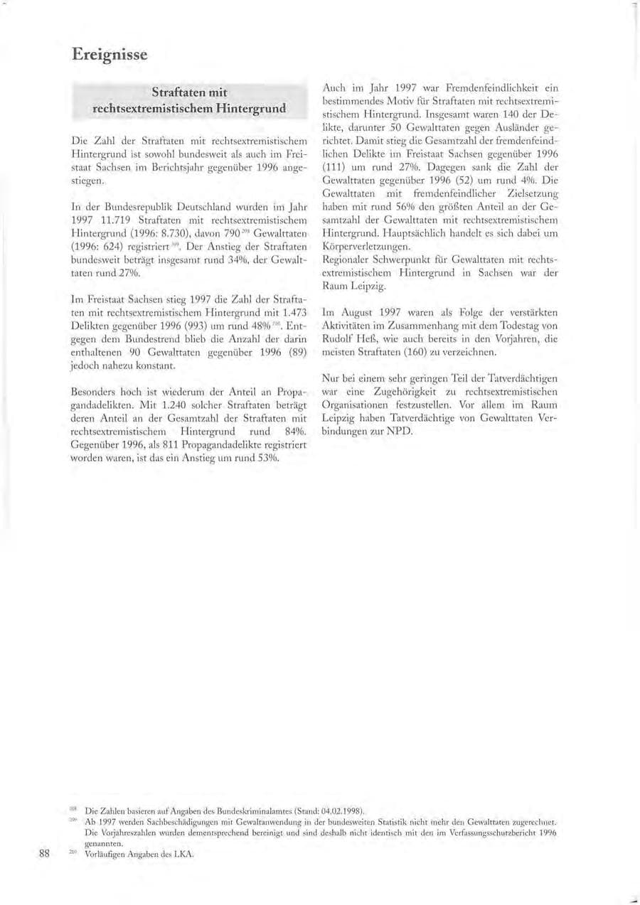 Seite 88 des Verfassungsschutzbericht 1997 Sachsen
