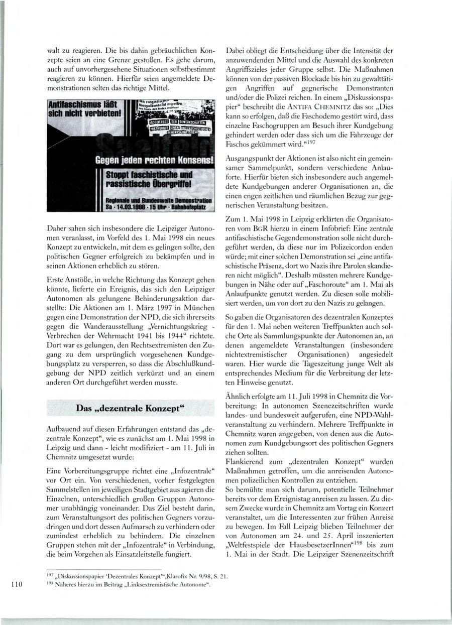 Seite 105 des Verfassungsschutzbericht 1998 Sachsen