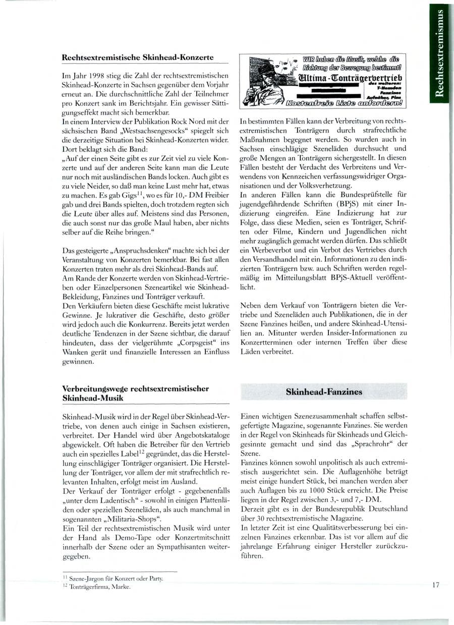 Seite 18 des Verfassungsschutzbericht 1998 Sachsen