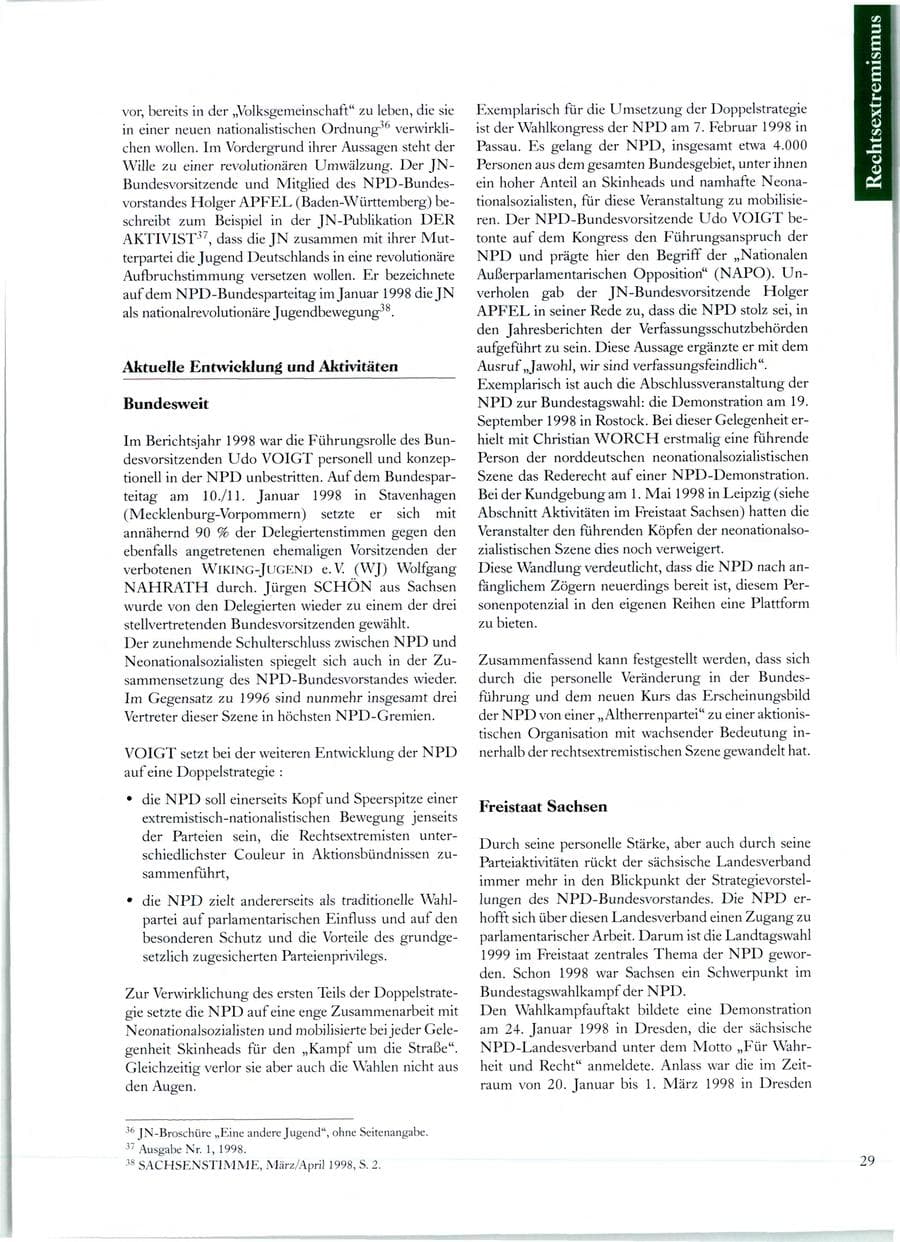 Seite 30 des Verfassungsschutzbericht 1998 Sachsen