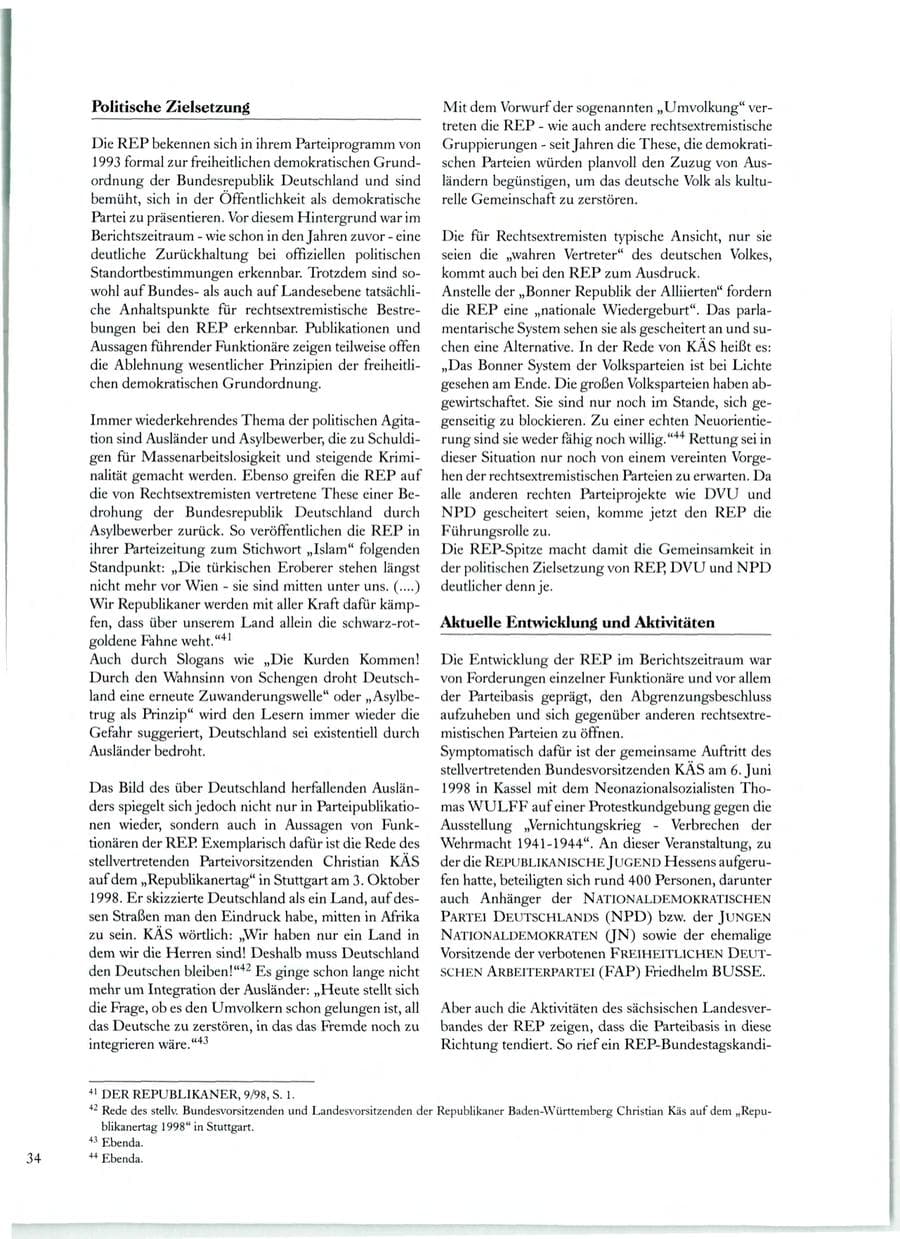 Seite 35 des Verfassungsschutzbericht 1998 Sachsen