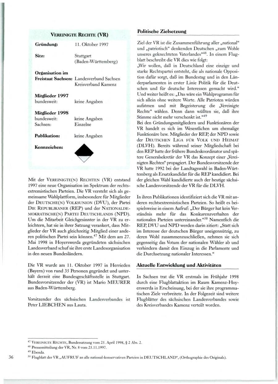 Seite 37 des Verfassungsschutzbericht 1998 Sachsen