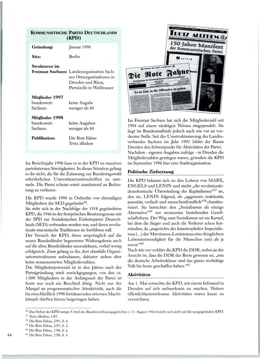 Seite 45 des Verfassungsschutzbericht 1998 Sachsen