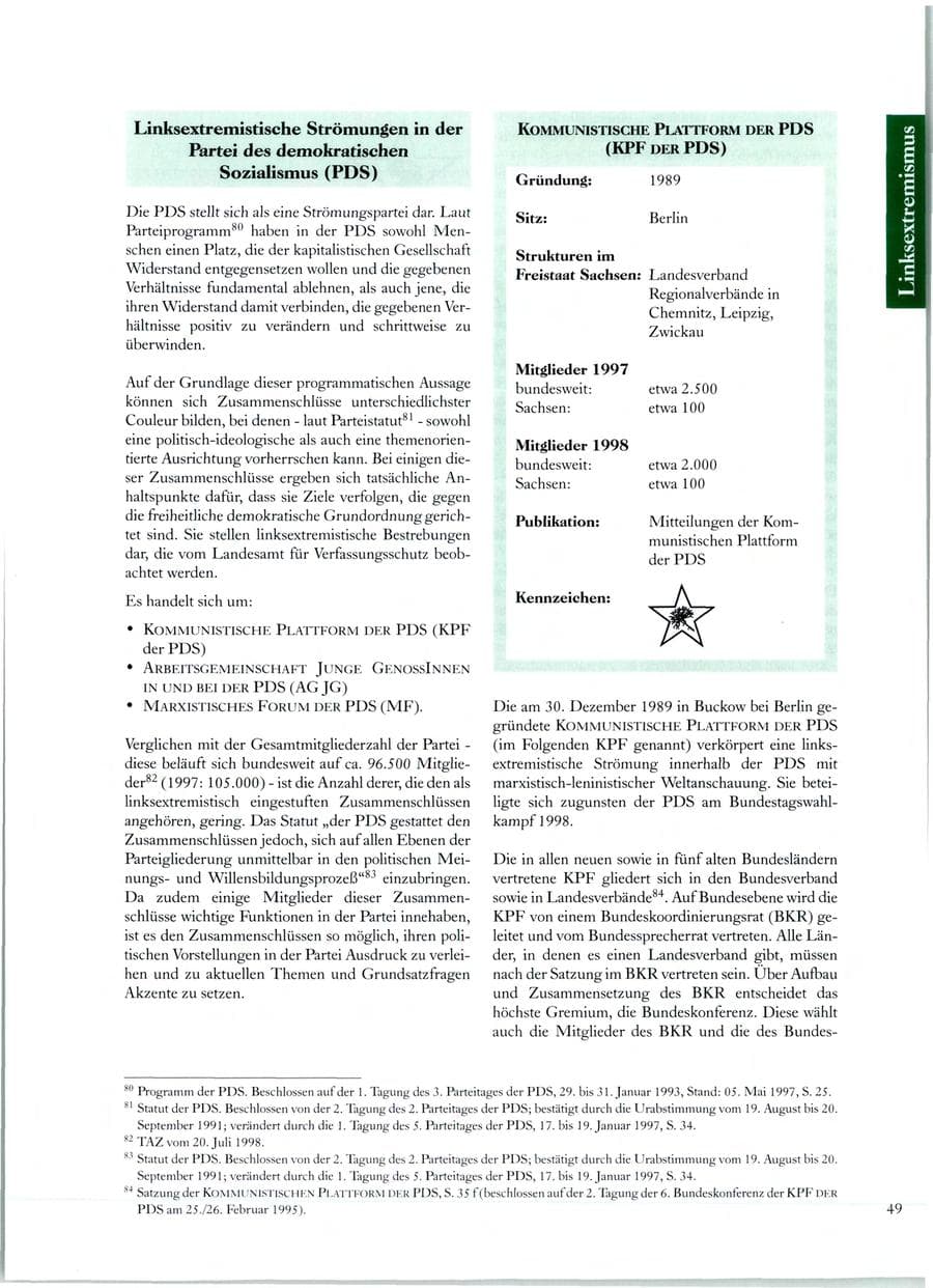Seite 50 des Verfassungsschutzbericht 1998 Sachsen