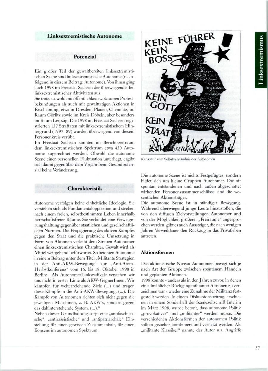 Seite 56 des Verfassungsschutzbericht 1998 Sachsen