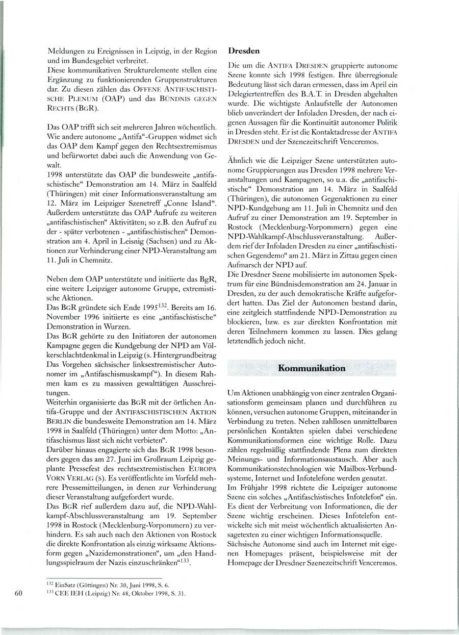 Seite 57 des Verfassungsschutzbericht 1998 Sachsen