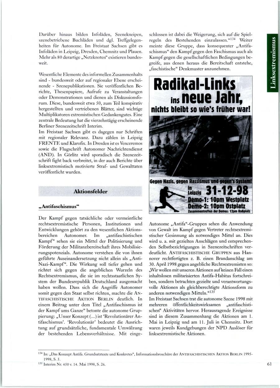 Seite 58 des Verfassungsschutzbericht 1998 Sachsen