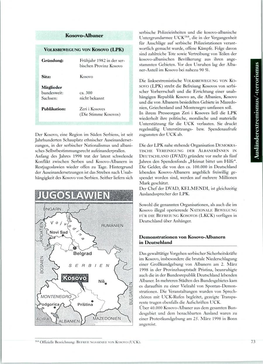 Seite 70 des Verfassungsschutzbericht 1998 Sachsen