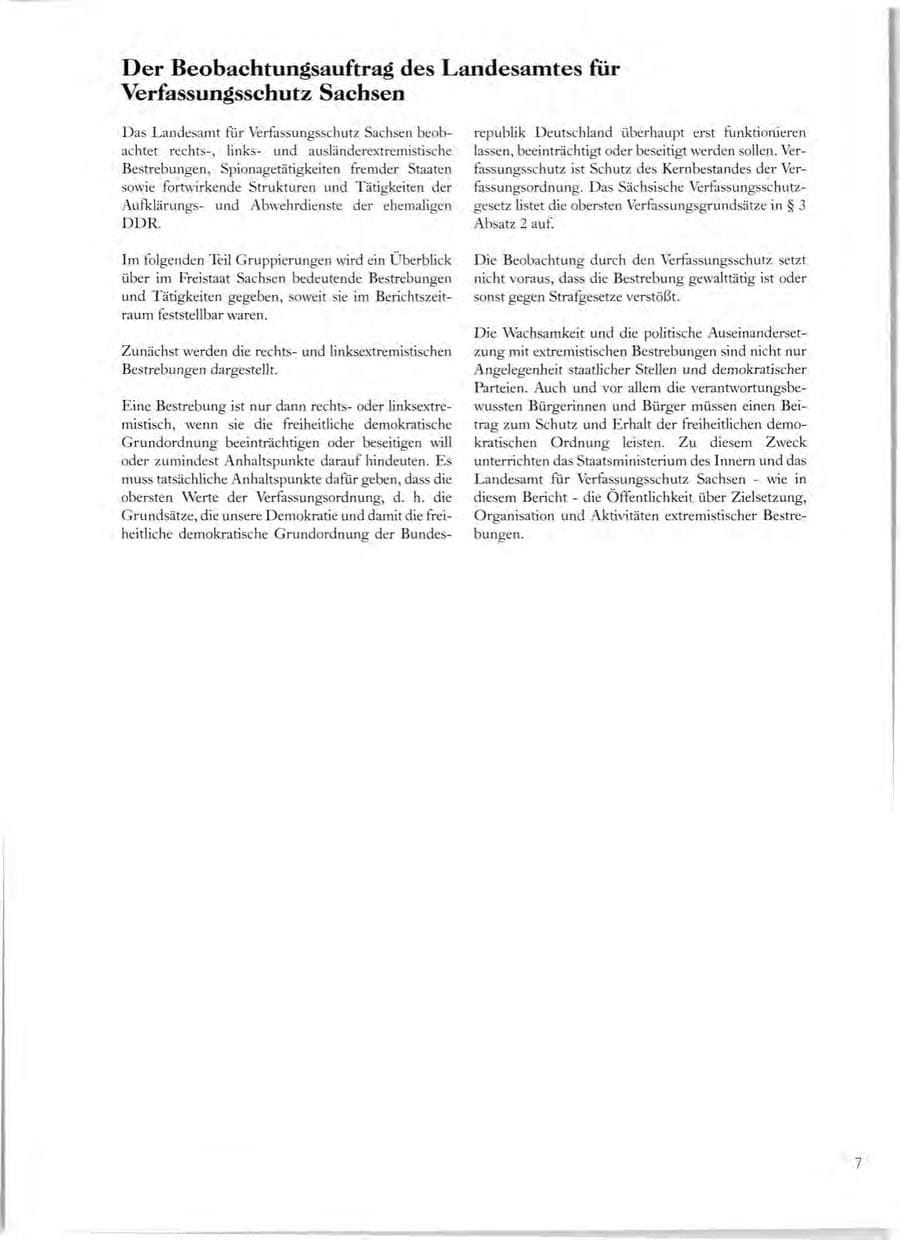 Seite 8 des Verfassungsschutzbericht 1998 Sachsen