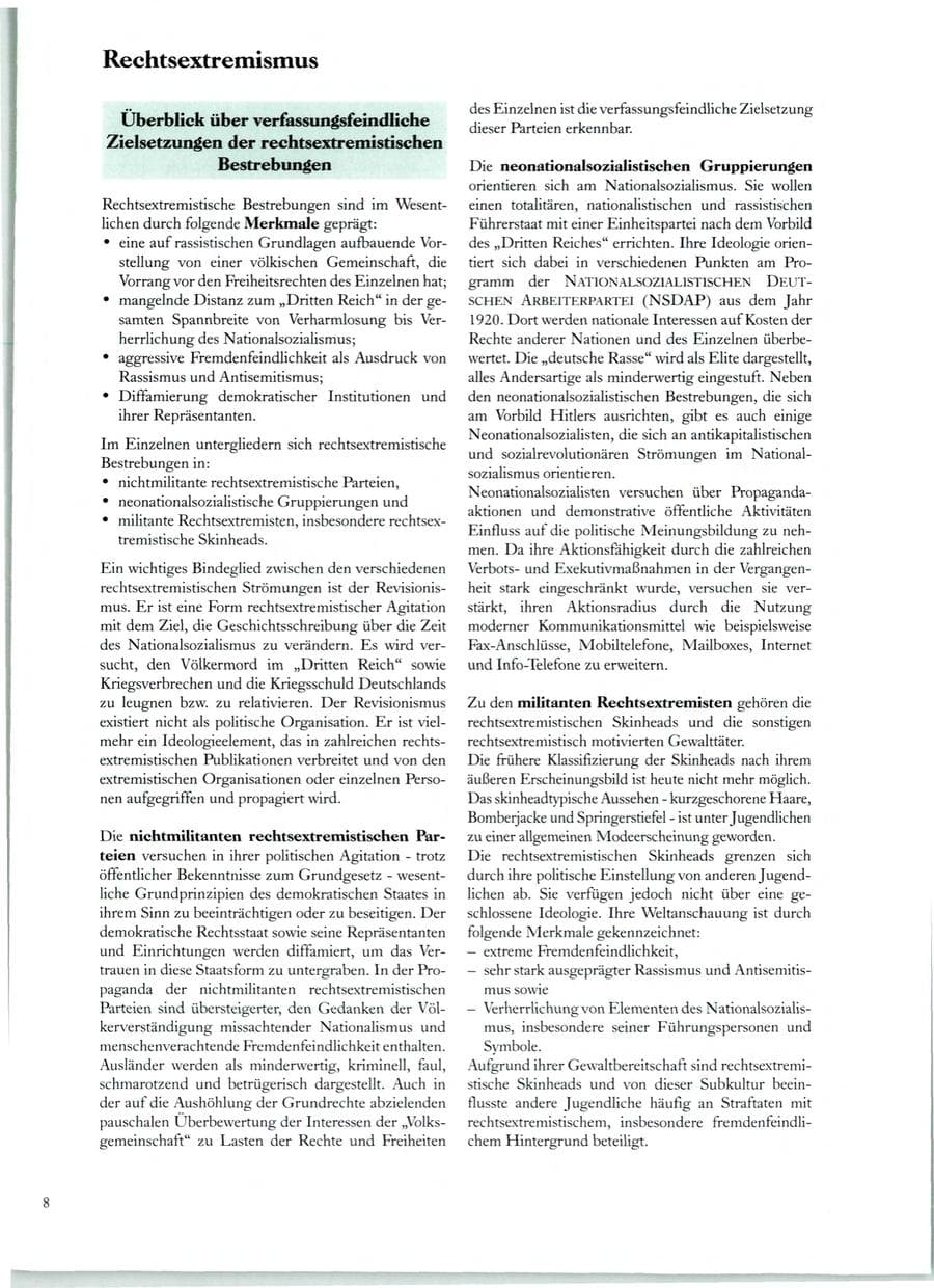 Seite 9 des Verfassungsschutzbericht 1998 Sachsen