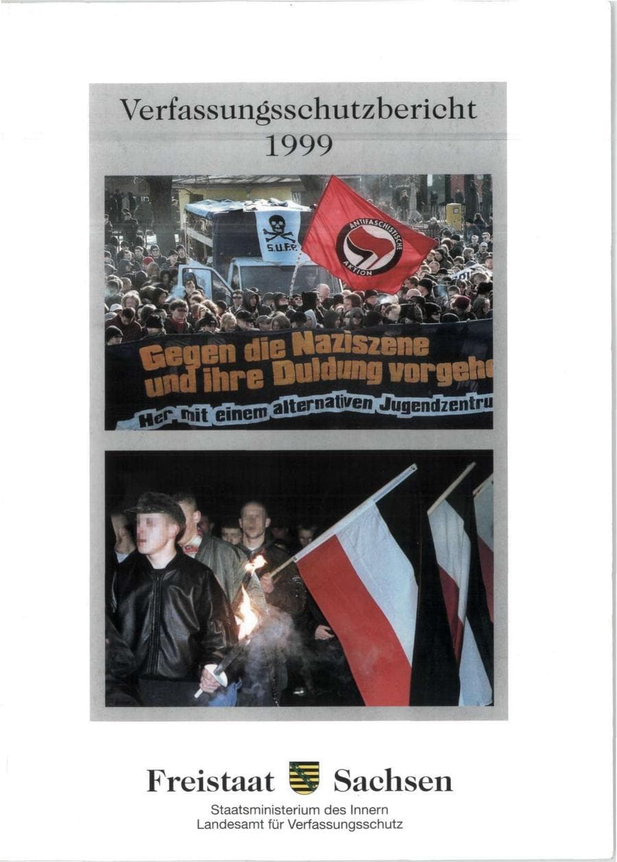 Seite 1 des Verfassungsschutzbericht 1999 Sachsen