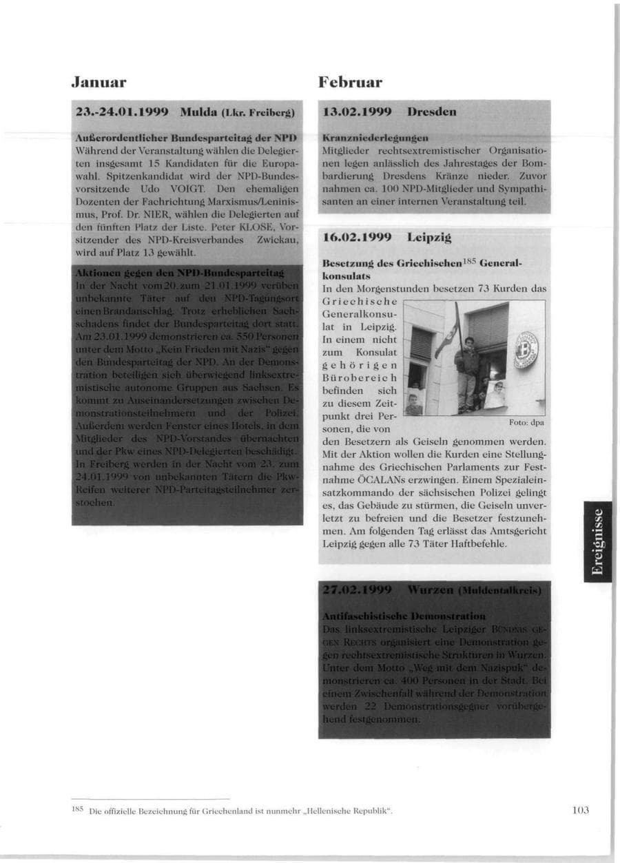 Seite 105 des Verfassungsschutzbericht 1999 Sachsen