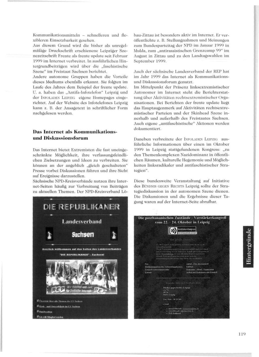 Seite 121 des Verfassungsschutzbericht 1999 Sachsen