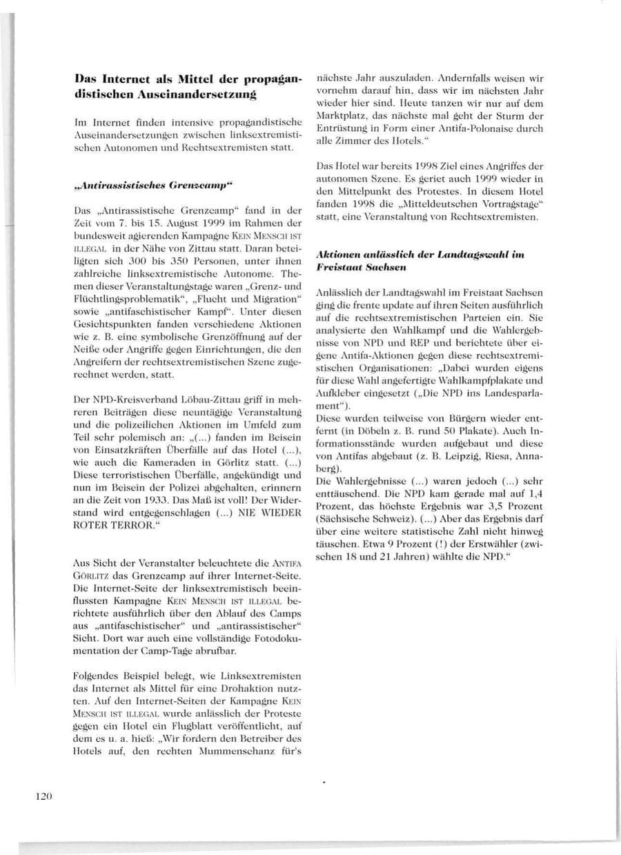 Seite 122 des Verfassungsschutzbericht 1999 Sachsen