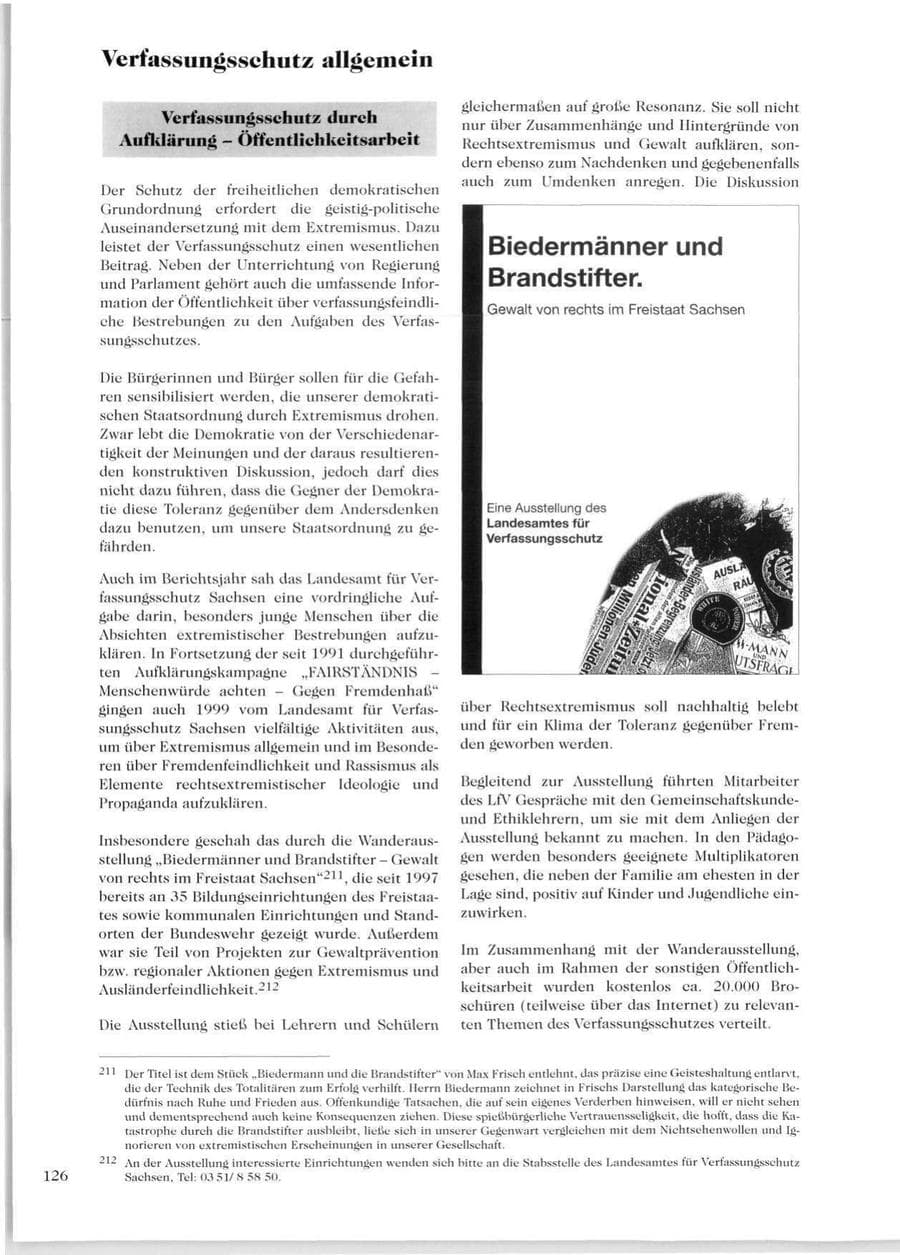 Seite 128 des Verfassungsschutzbericht 1999 Sachsen