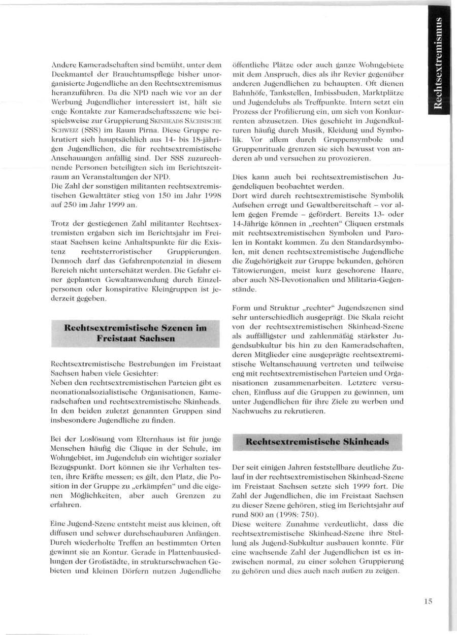 Seite 17 des Verfassungsschutzbericht 1999 Sachsen