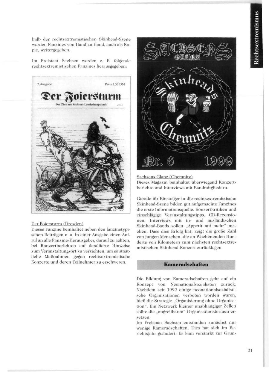 Seite 23 des Verfassungsschutzbericht 1999 Sachsen