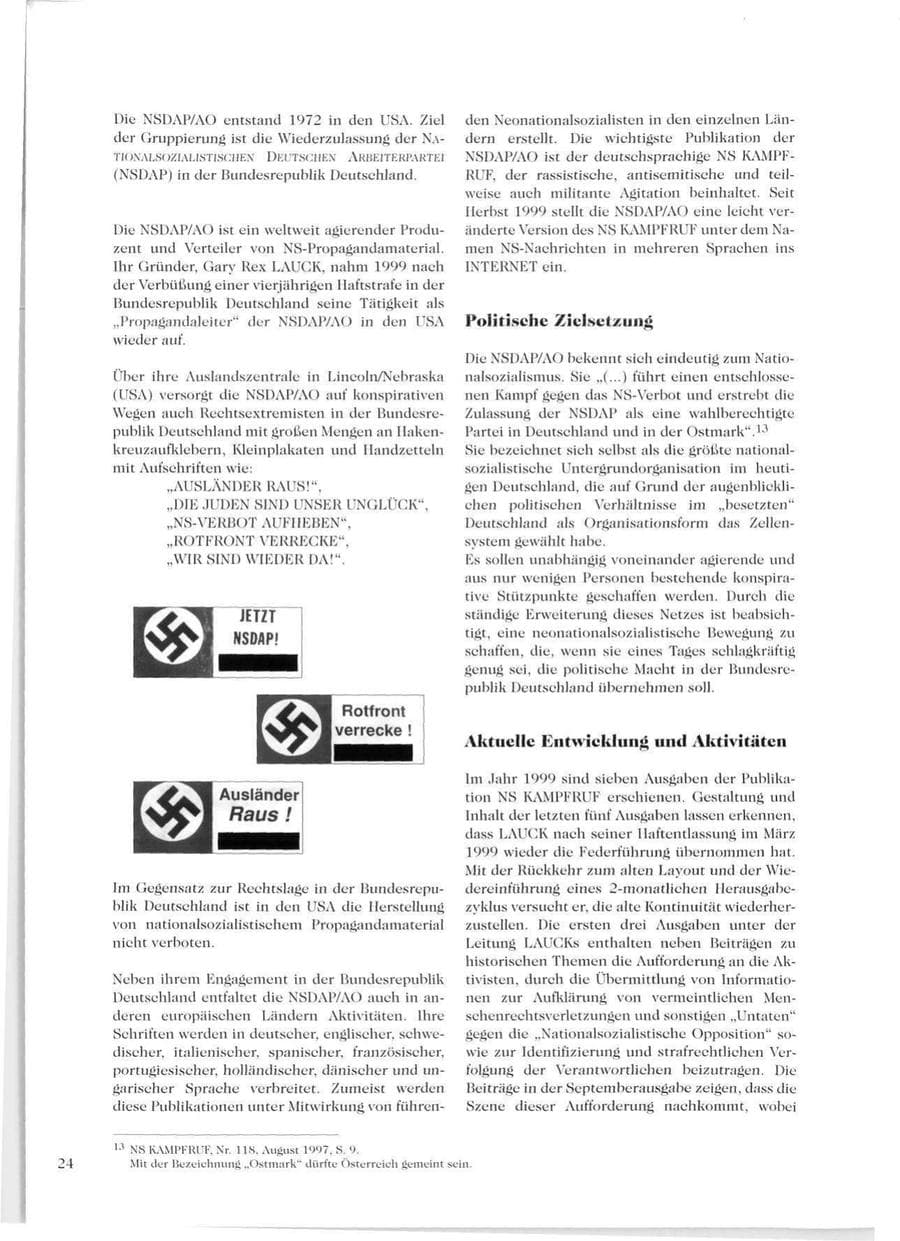Seite 26 des Verfassungsschutzbericht 1999 Sachsen