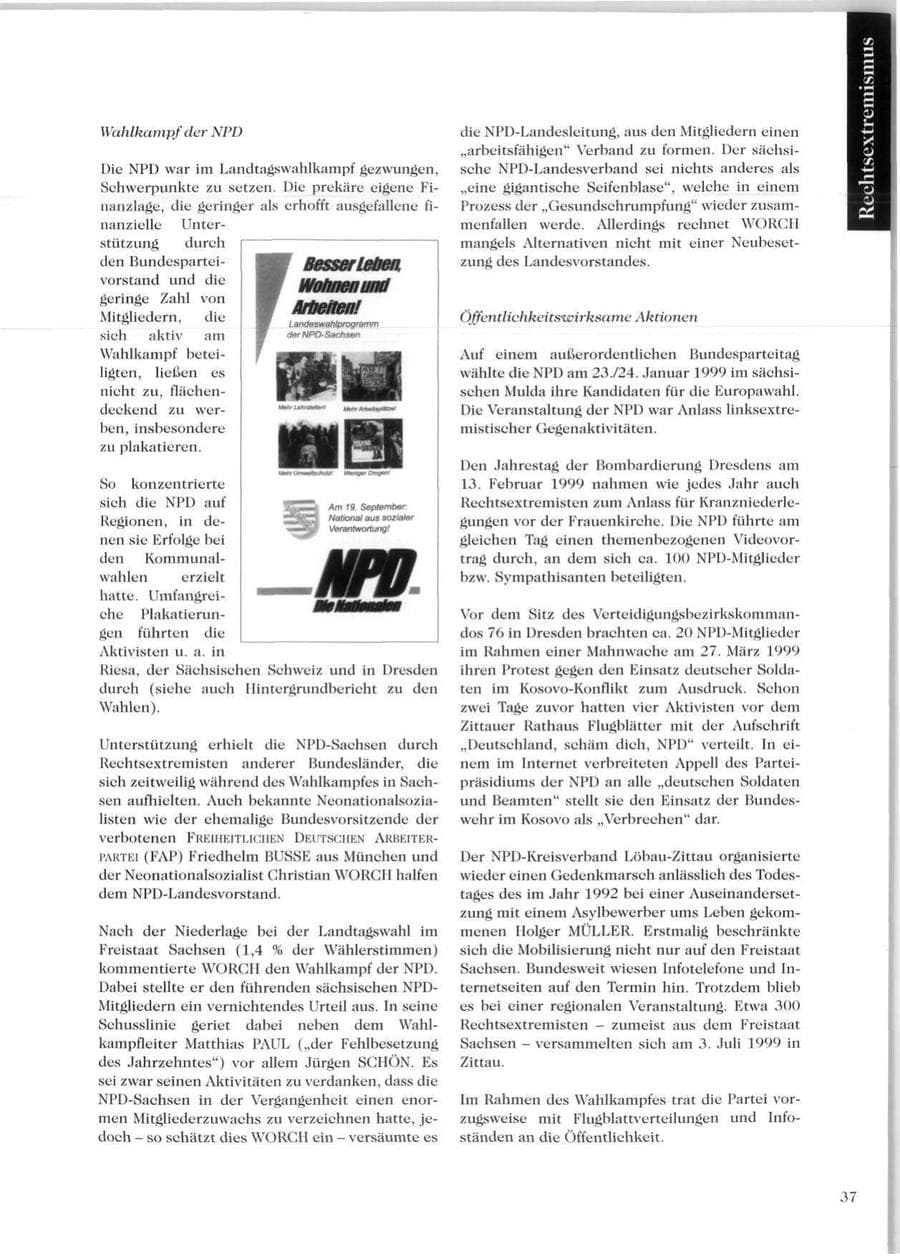 Seite 39 des Verfassungsschutzbericht 1999 Sachsen
