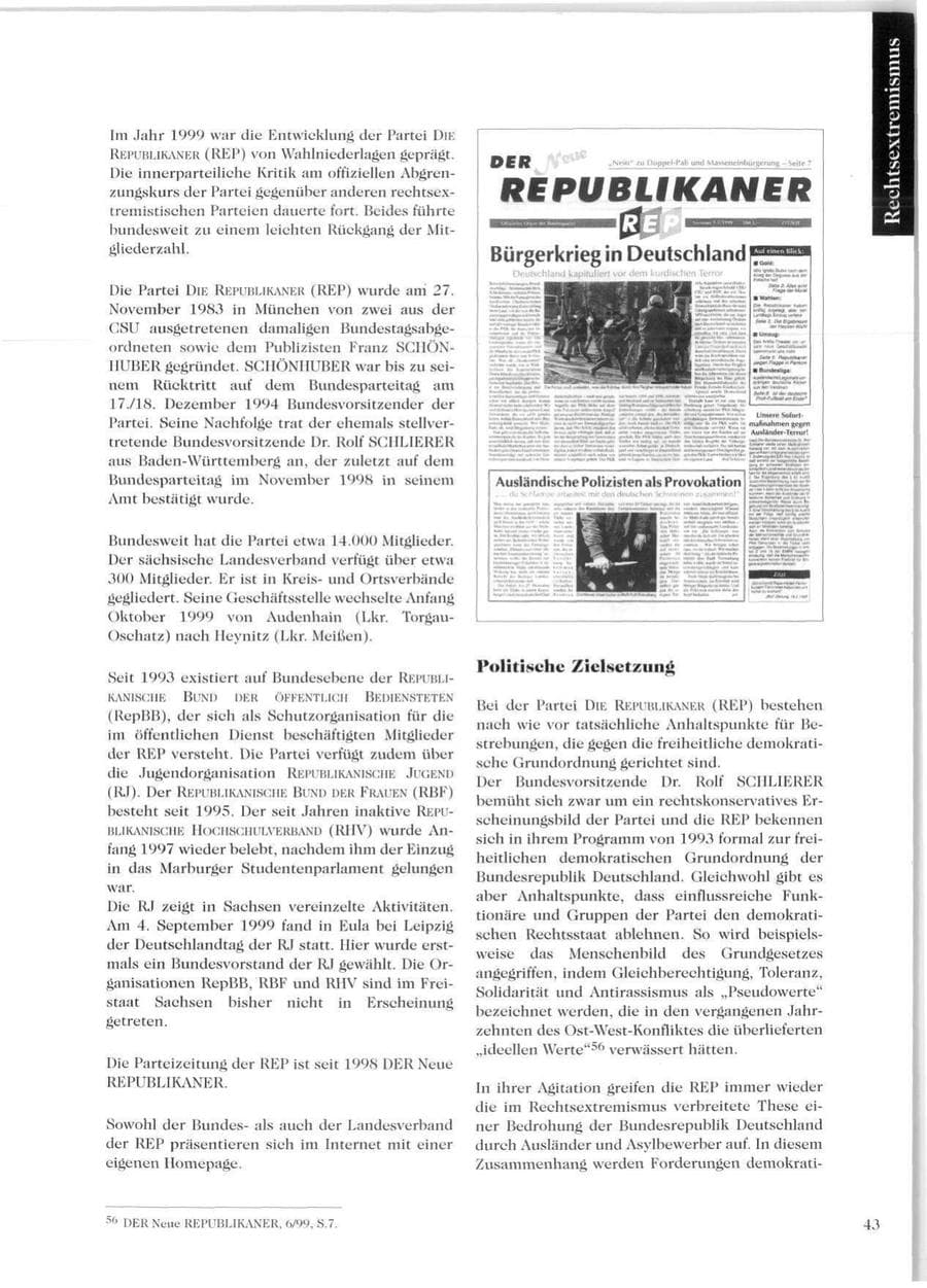 Seite 45 des Verfassungsschutzbericht 1999 Sachsen