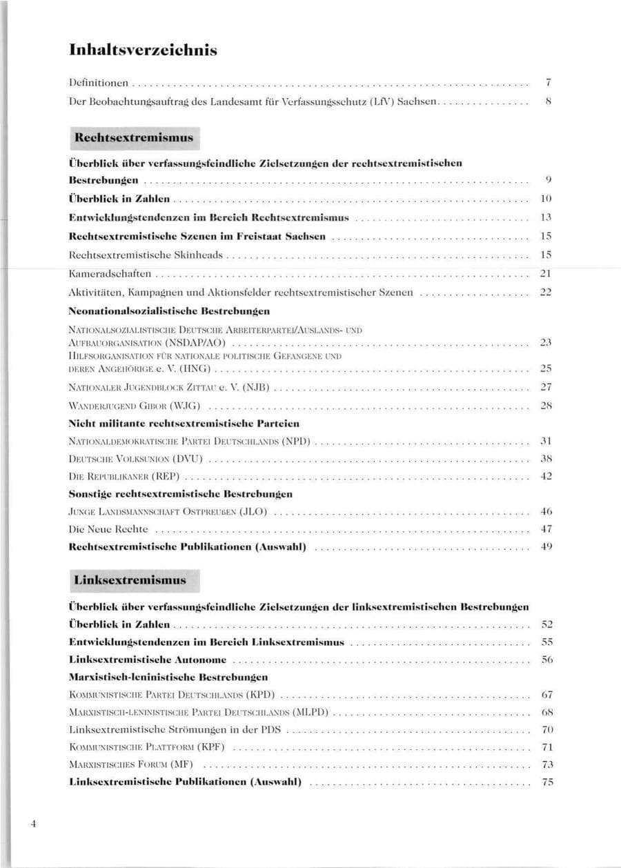 Seite 6 des Verfassungsschutzbericht 1999 Sachsen