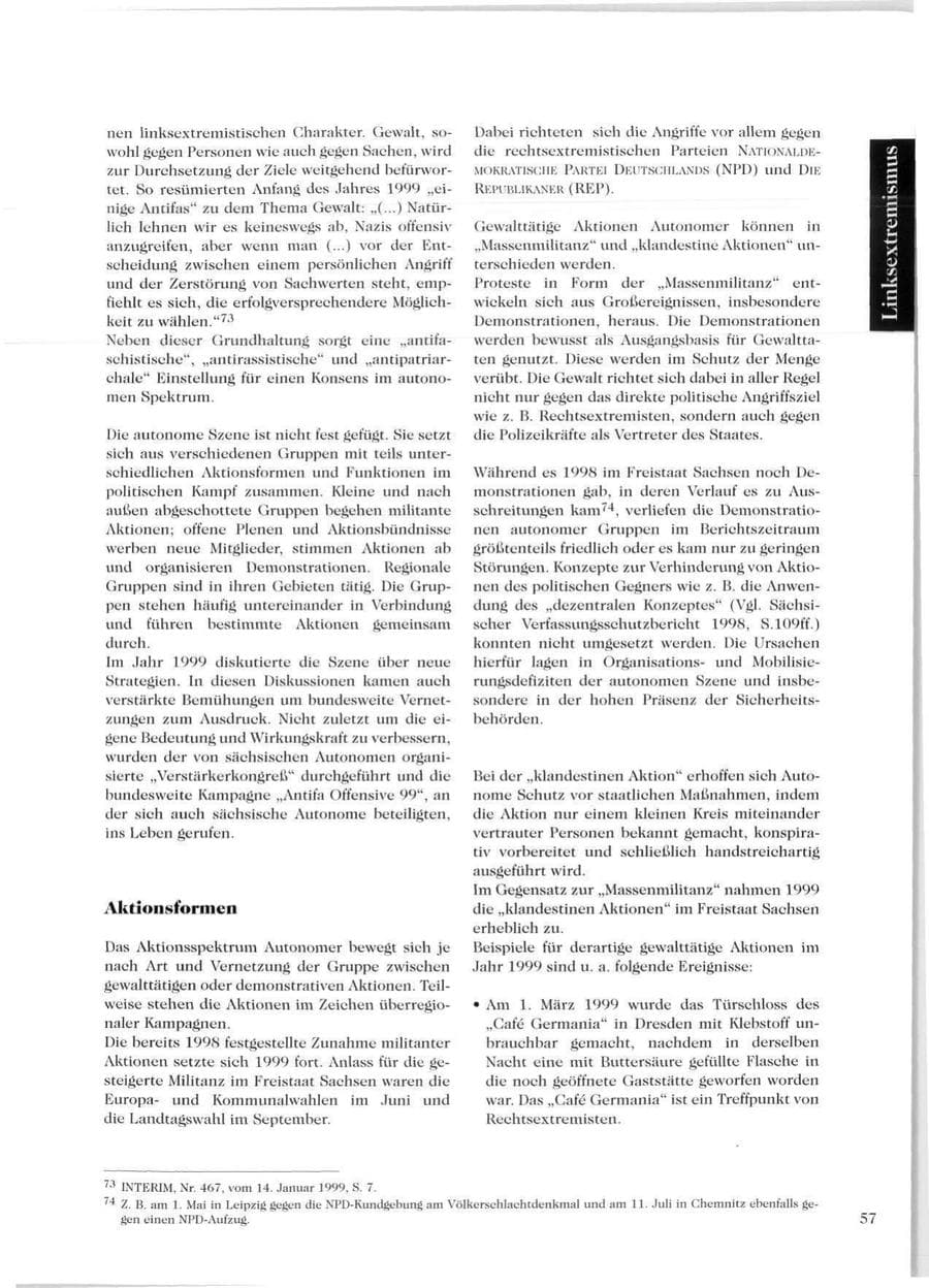 Seite 59 des Verfassungsschutzbericht 1999 Sachsen