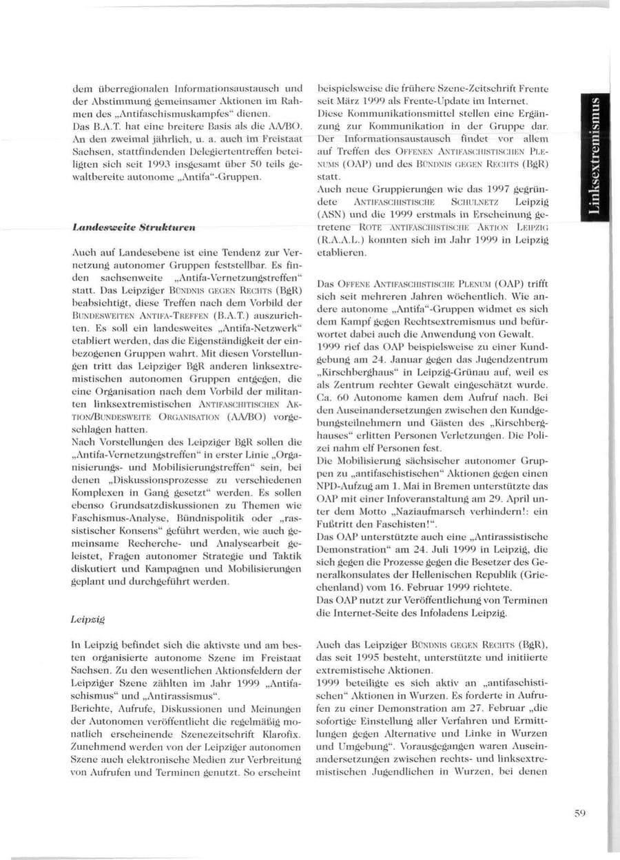 Seite 61 des Verfassungsschutzbericht 1999 Sachsen