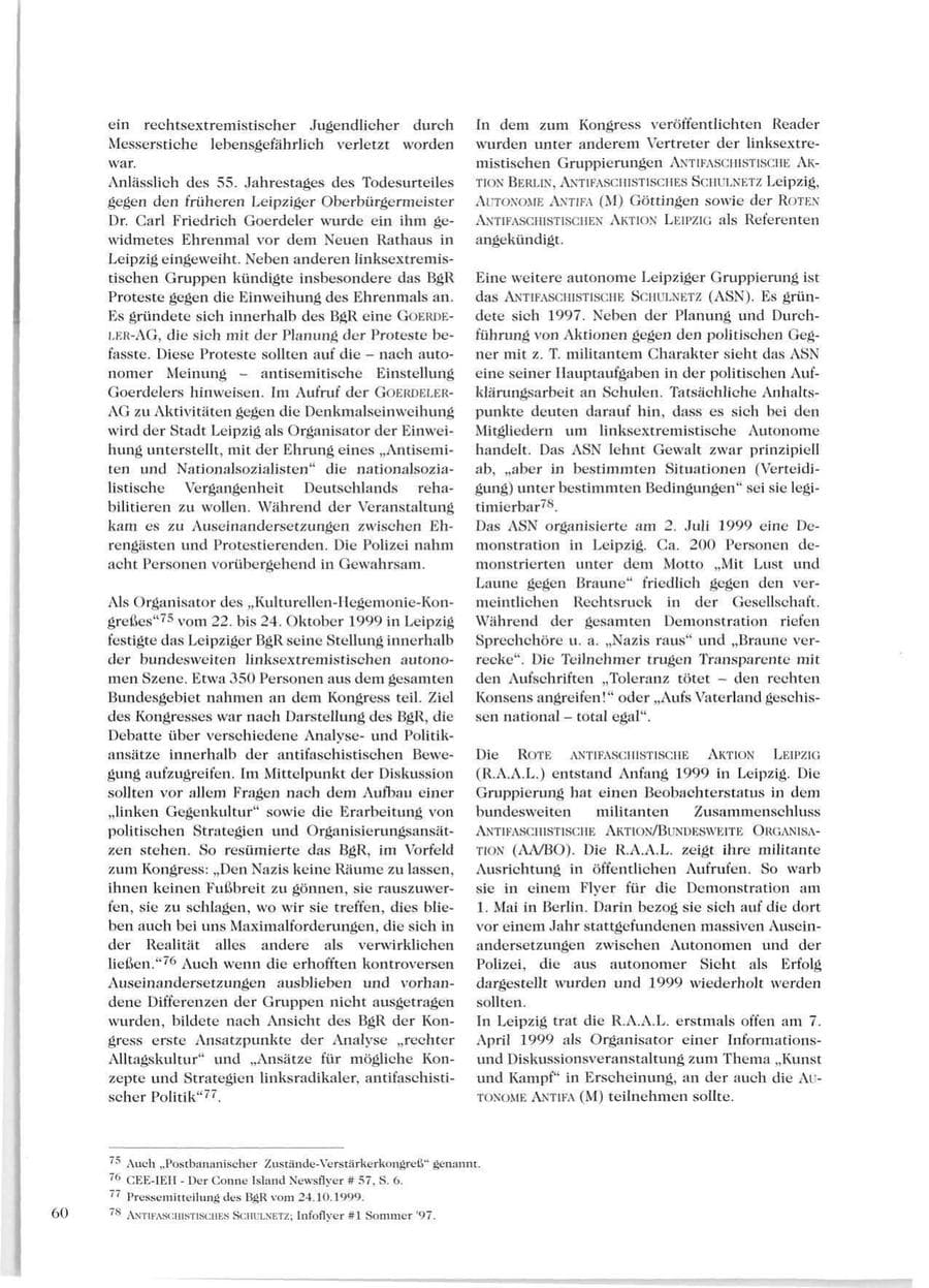 Seite 62 des Verfassungsschutzbericht 1999 Sachsen