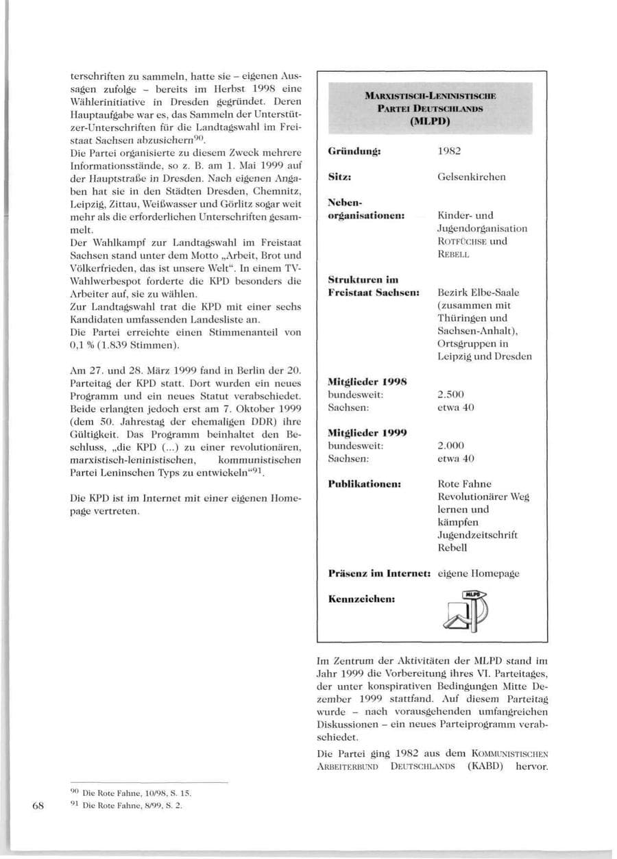 Seite 70 des Verfassungsschutzbericht 1999 Sachsen