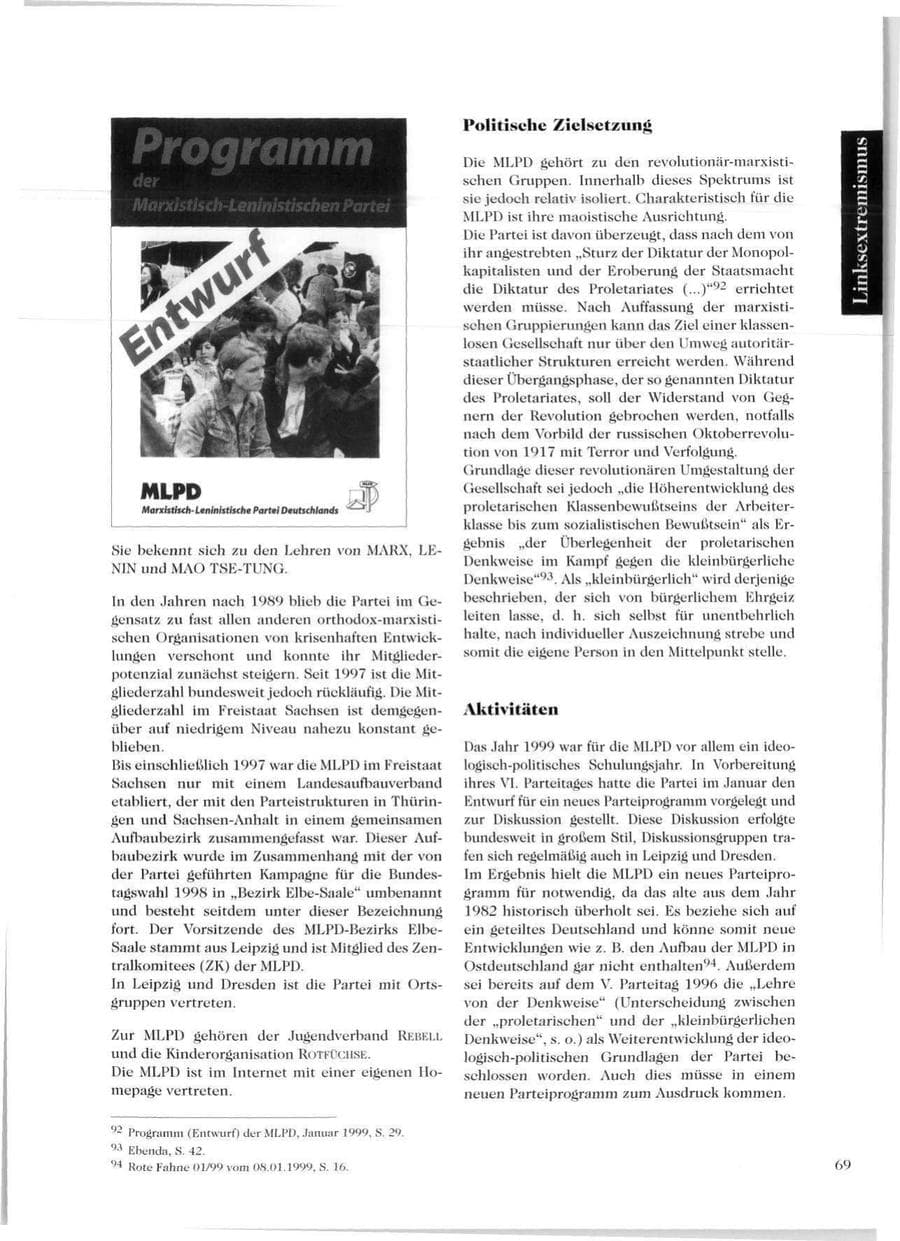 Seite 71 des Verfassungsschutzbericht 1999 Sachsen