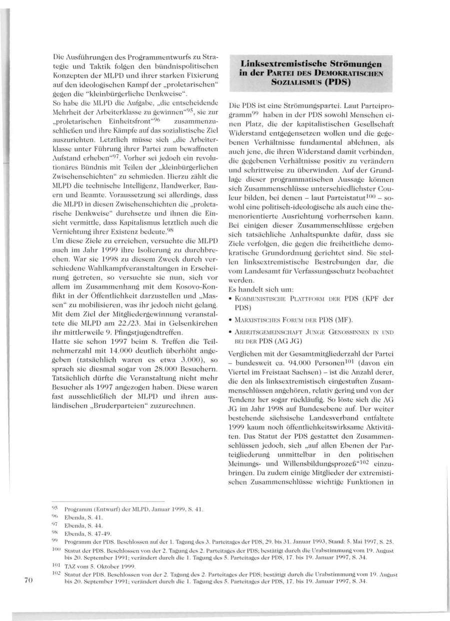 Seite 72 des Verfassungsschutzbericht 1999 Sachsen