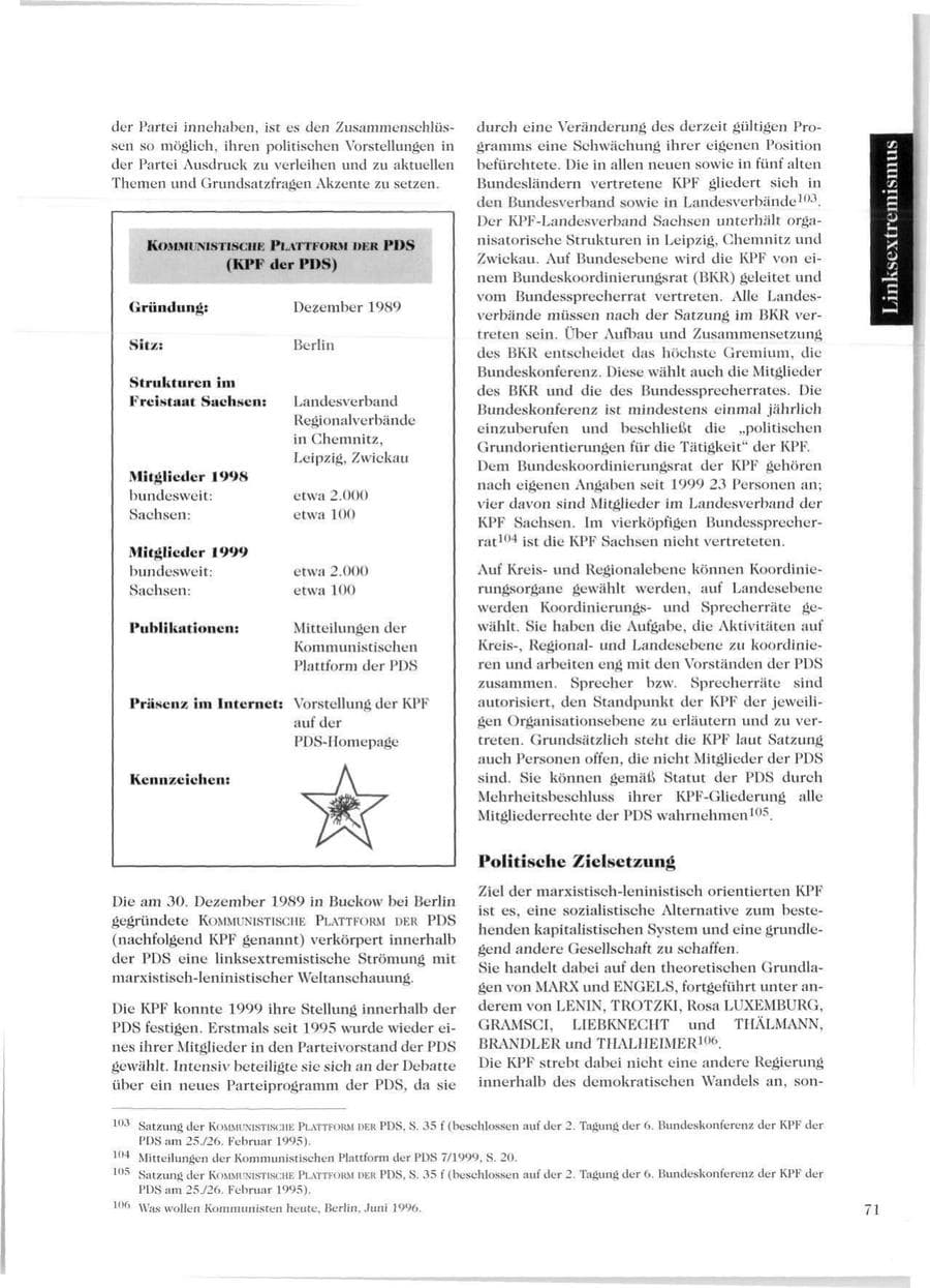 Seite 73 des Verfassungsschutzbericht 1999 Sachsen