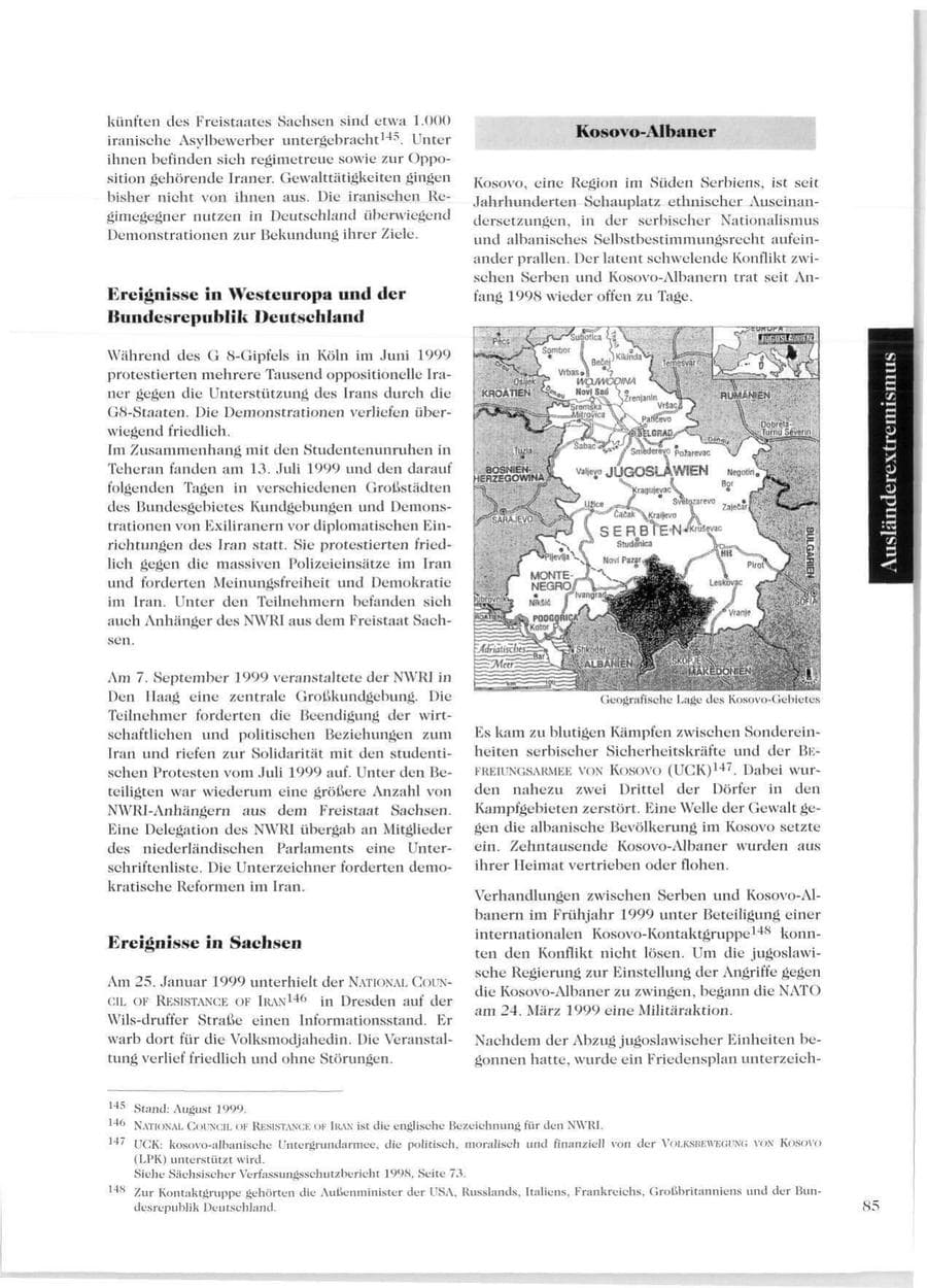 Seite 87 des Verfassungsschutzbericht 1999 Sachsen