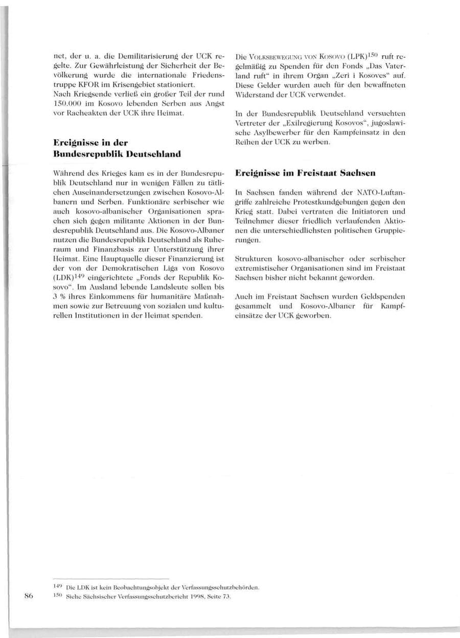 Seite 88 des Verfassungsschutzbericht 1999 Sachsen