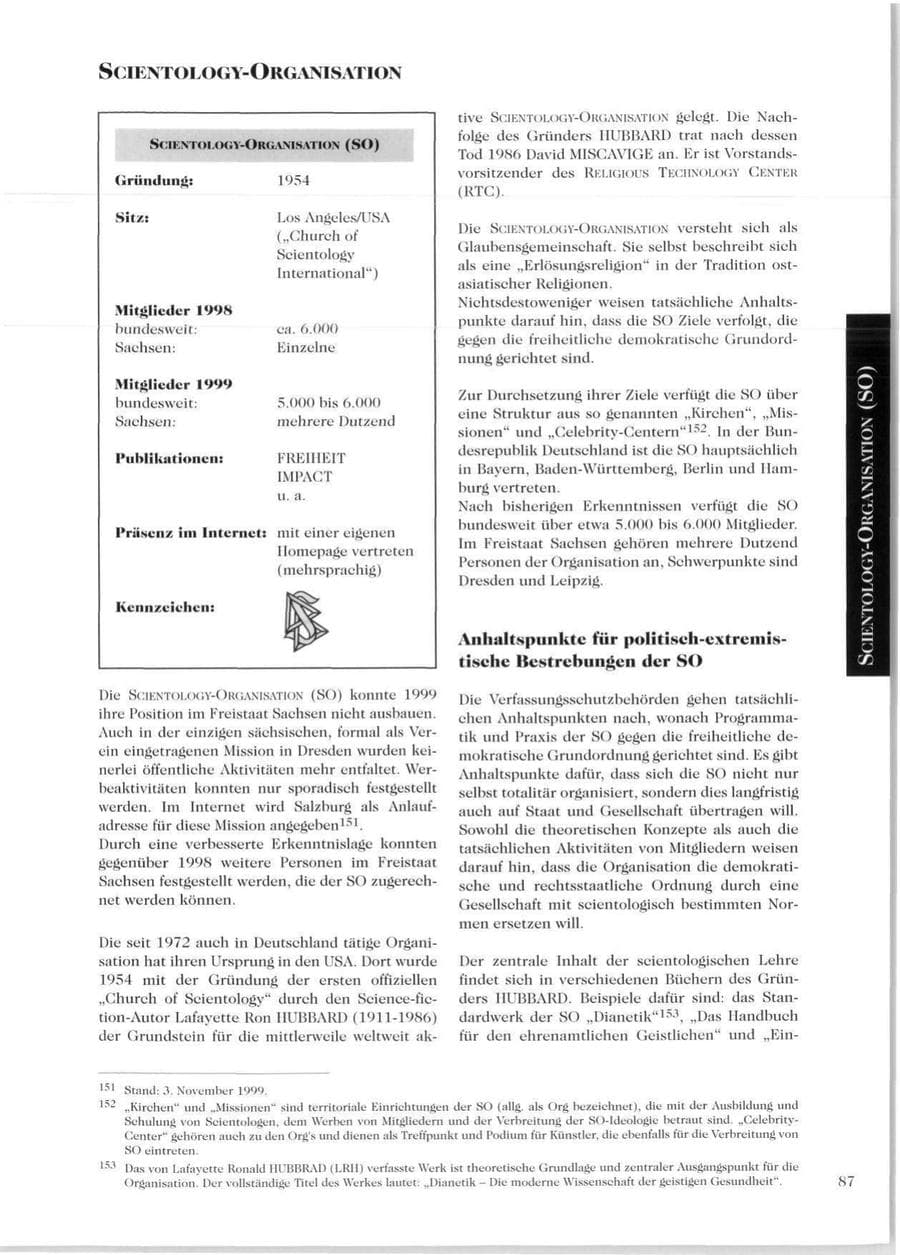 Seite 89 des Verfassungsschutzbericht 1999 Sachsen