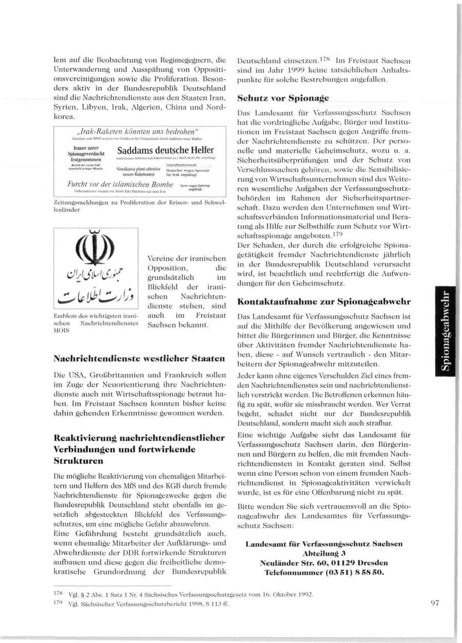 Seite 99 des Verfassungsschutzbericht 1999 Sachsen