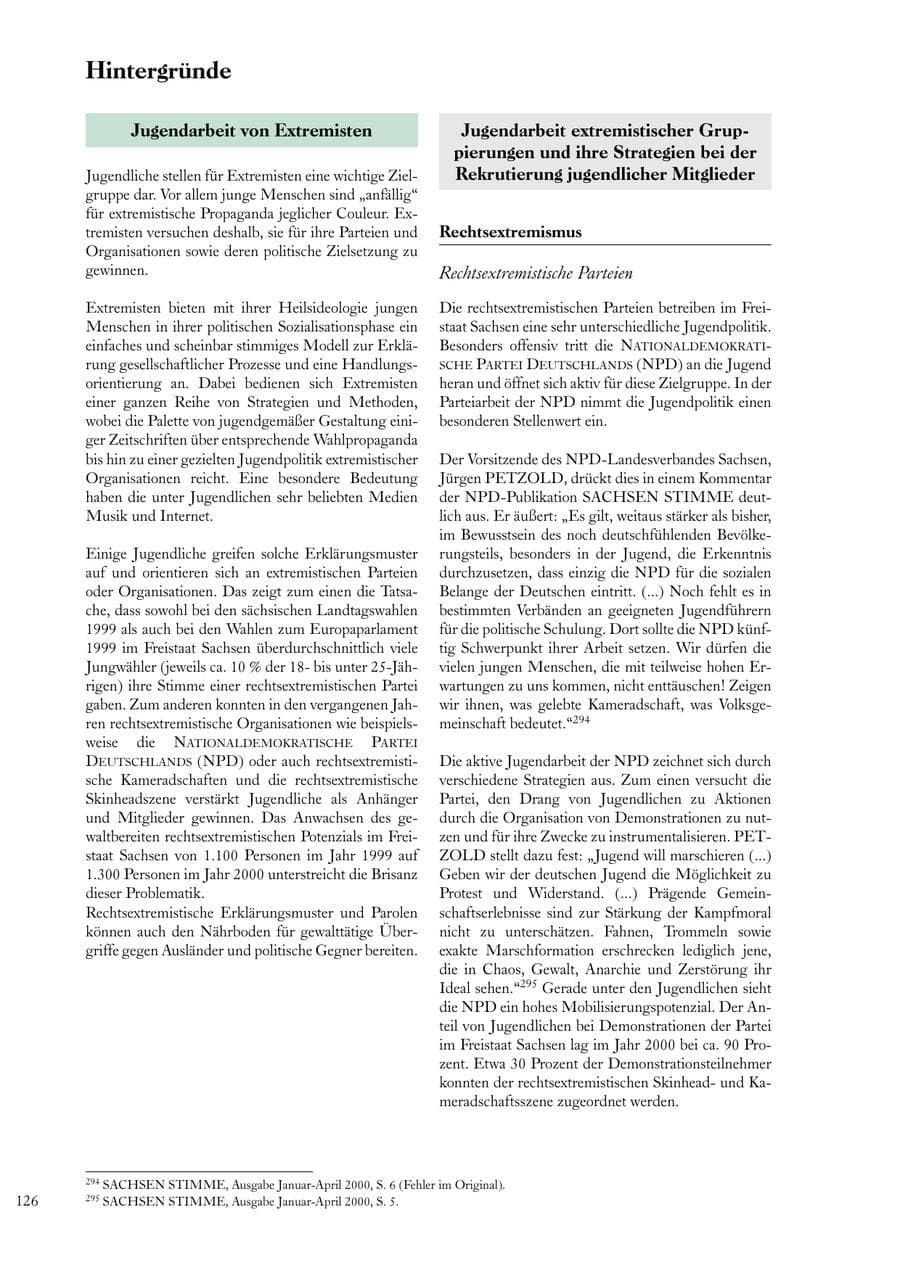 Seite 126 des Verfassungsschutzbericht 2000 Sachsen