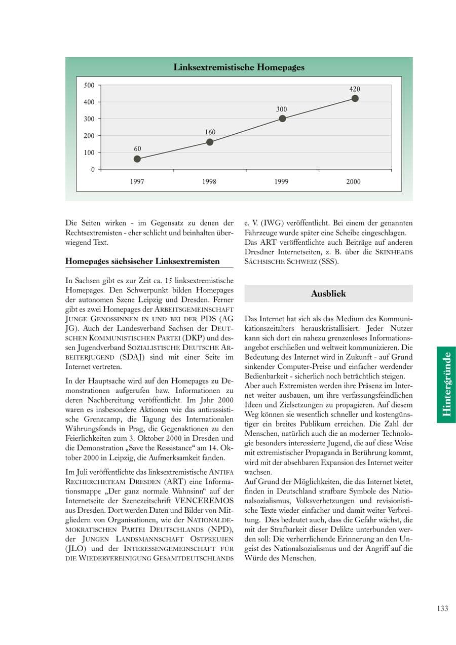 Seite 133 des Verfassungsschutzbericht 2000 Sachsen