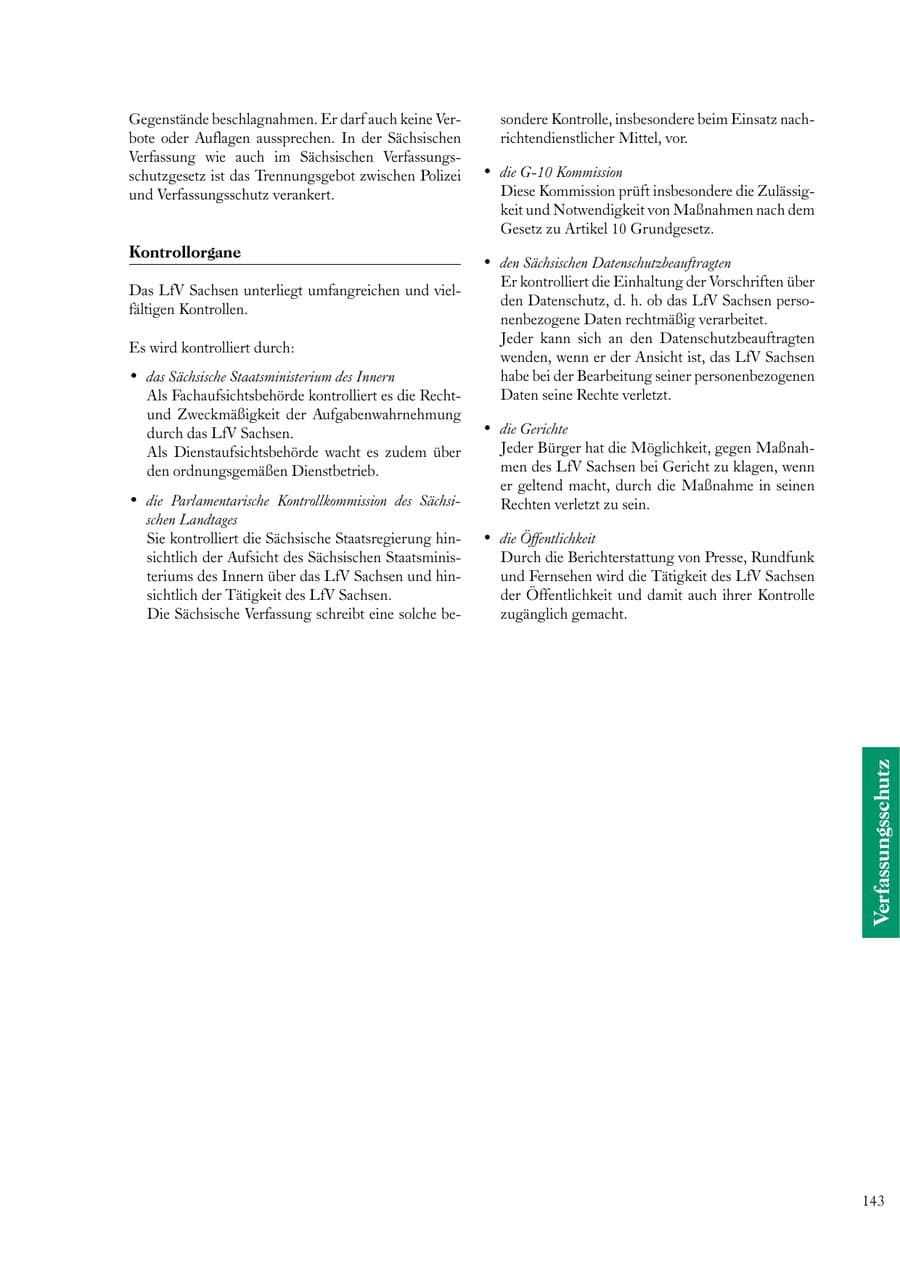 Seite 143 des Verfassungsschutzbericht 2000 Sachsen
