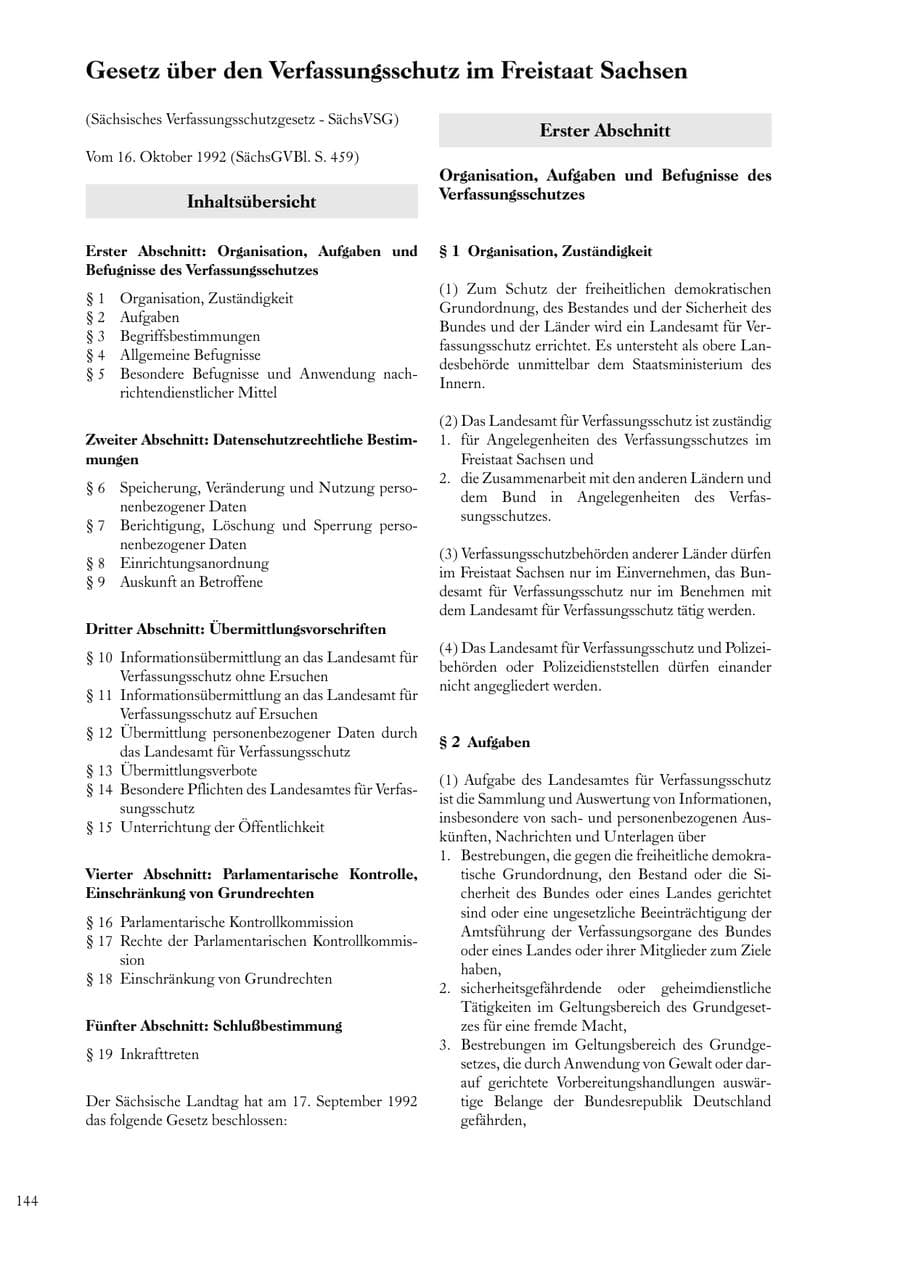 Seite 144 des Verfassungsschutzbericht 2000 Sachsen