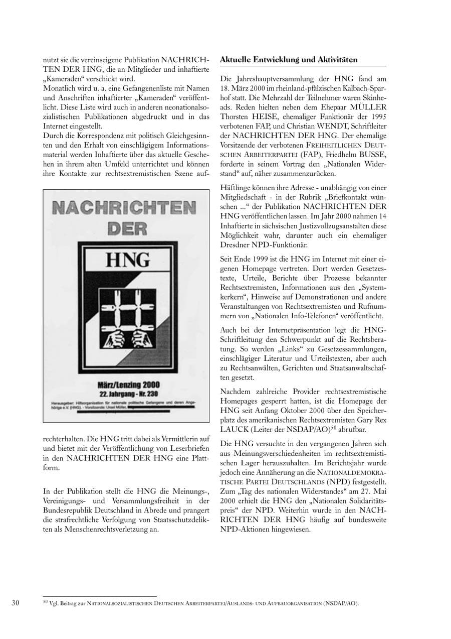 Seite 30 des Verfassungsschutzbericht 2000 Sachsen