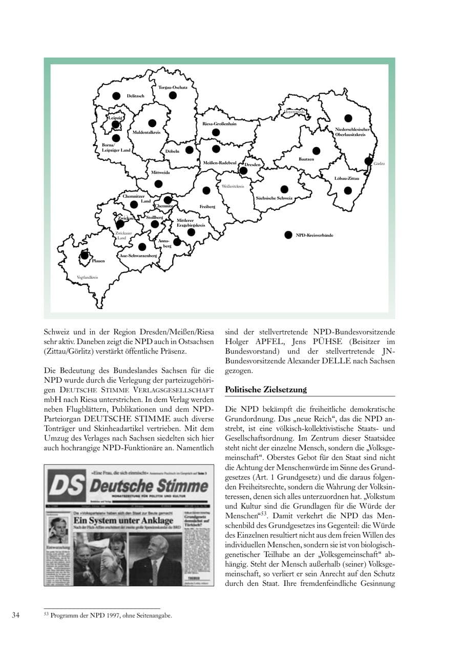 Seite 34 des Verfassungsschutzbericht 2000 Sachsen