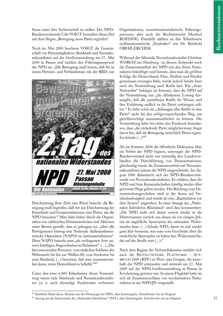 Seite 37 des Verfassungsschutzbericht 2000 Sachsen